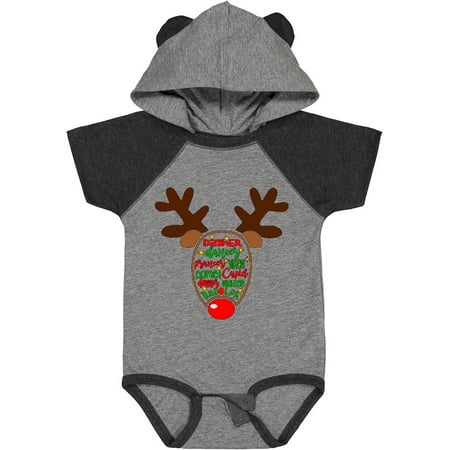 

Inktastic Christmas Reindeer Face with Names and Red Nose Boys or Girls Baby Bodysuit