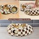 thumbnail image 4 of Cama túnel para gatos interior cueva forma donut cojín lavable juguetes tubo gatitos cachorros conejos color marrón, 4 of 7