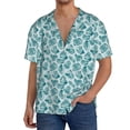 thumbnail image 1 of Fotbe Teal turquoise shell Camisa Estampada de Manga Corta para Hombre, Casual de Verano, Estilo Playero, Sin Arrugas-Small, 1 of 5