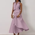thumbnail image 4 of Women 2 Piece Skirt Sets Sleeveless Collared ButtonTop Long Skirt L, 4 of 9