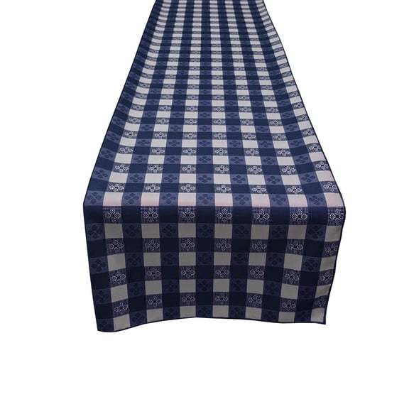 Poplin Tavern Gingham Checkered Polyester Table Runner Navy