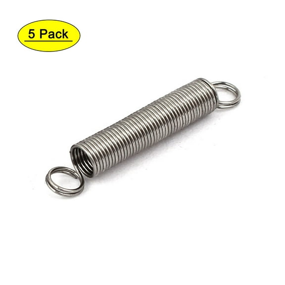 0.3mmx3mmx20mm 304 Stainless Steel Tension Springs Silver Tone 5Pcs