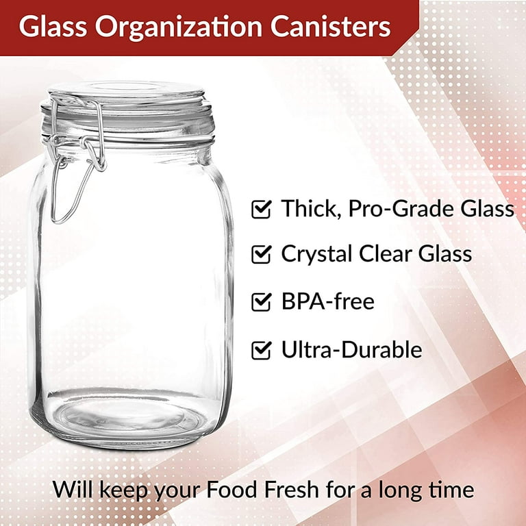 Set of 3 Glass Jar with Lid 1 Liter, Airtight Glass Turkey