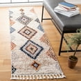 thumbnail image 2 of SAFAVIEH Morocco Comhgham Diamond Polyester Runner Rug, Grey/Rust, 2' x 5', 2 of 7