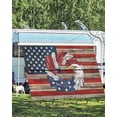 thumbnail image 4 of 4th of July RV Awning Sun Shade Screen 9'X15.3' Patriotic American Flag Eagle Mesh Sunscreen Red White and Blue Feather Awning Shade Screen with Zipper Completed Kits for RV Motorhome Camper, 4 of 7