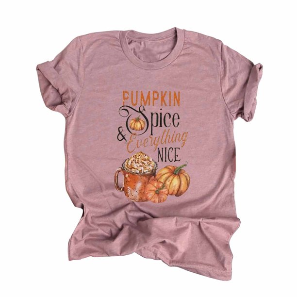 Camiseta de manga corta con estampado de Acción de Gracias informal para mujer Fridja zx2634
