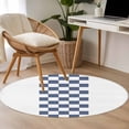 thumbnail image 5 of Round Area Rug 3ft,Classic Blue White Buffalo Tartan Plaid Washable Carpet Non-Slip Runner Accent Rugs Indoor Floor Mat for Bedroom Living Room Decor,Rural Farm, 5 of 9