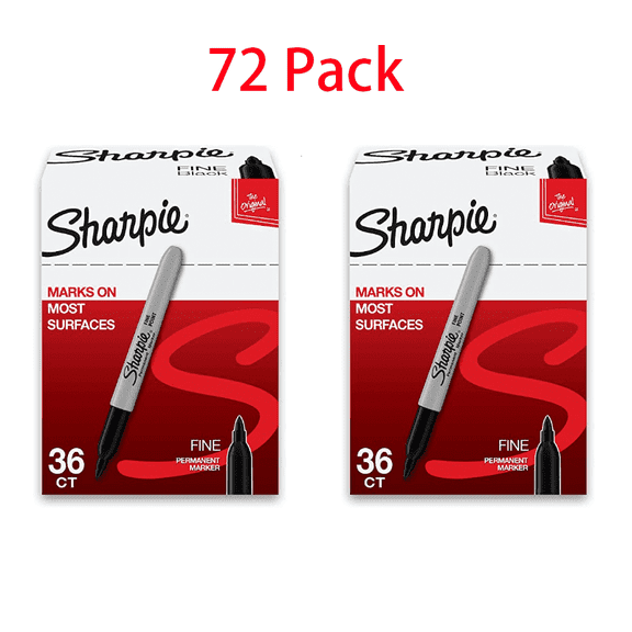 Sharpi.e Permanent Markers pen, Fine Tip Markers, Quick-drying ink,Black, 72 Count