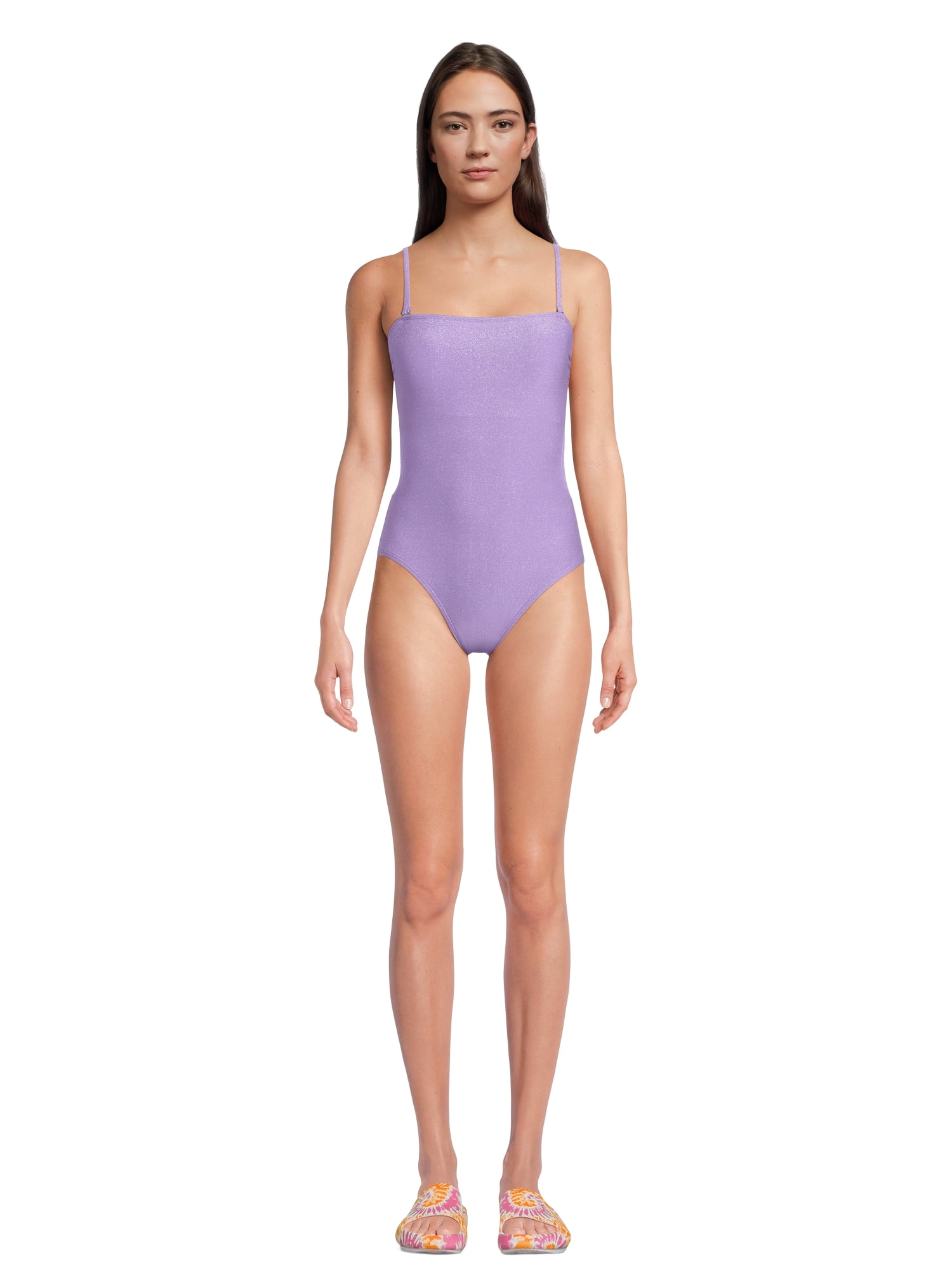 No Boundaries Lurex Cut Out One-Piece Swimsuit, Sizes XS-XXL, Women’s and Women’s Plus