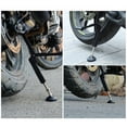 thumbnail image 2 of Foldable Black Metal Motorcycle Lift Stand - Adjustable Height 31-38cm, 25kg Weight Capacity, Portable Design for Front & Rear Wheel Maintenance, Compact 38x12x10cm Package, 500g Lightweight, 2 of 4