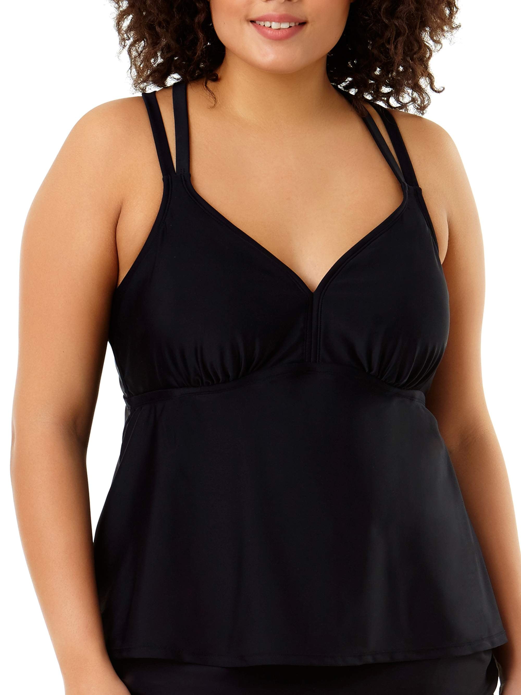 Time and Tru Women's PlusSize Strappy Back Tankini Top