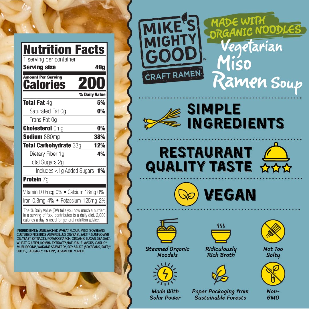 Mikes Mighty Good Ramen Vegetarian Miso 1.6 oz (Pack Of 12)