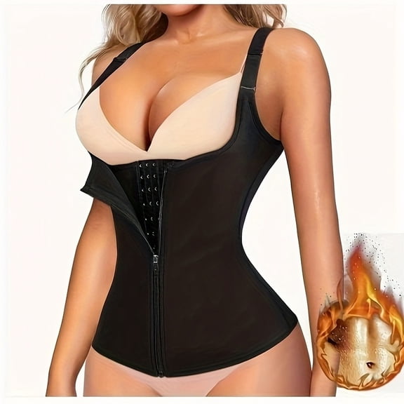 Waist Trainer for Women Corset Tummy Control Shapewear with Zipper Women's Waist Cincher Tank Top with Adjustable Straps