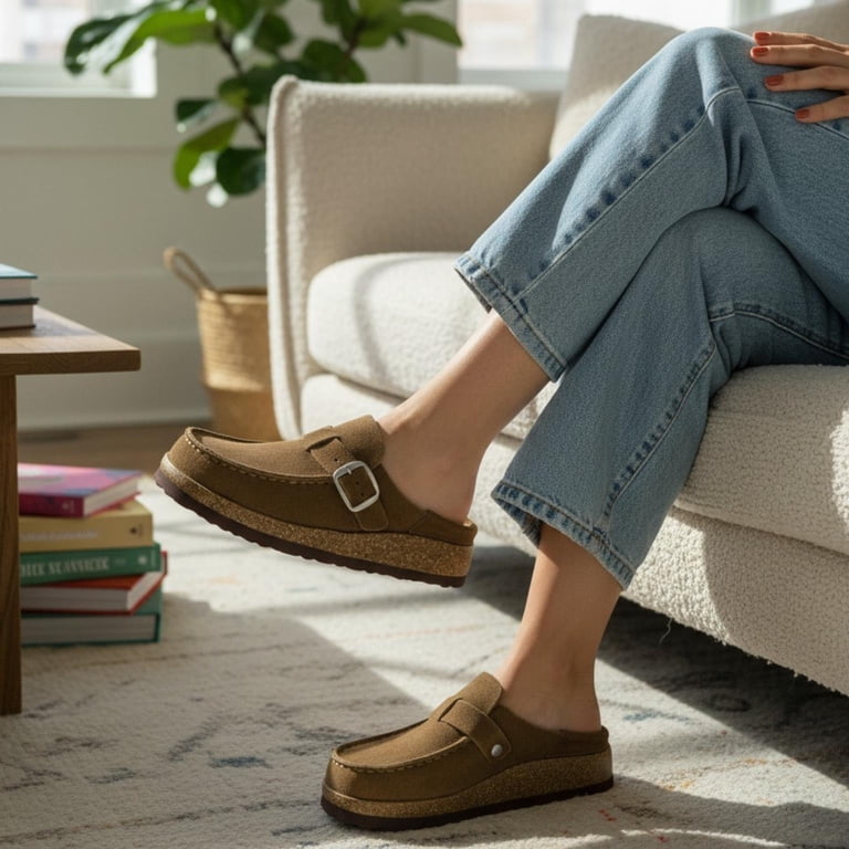 White Mountain Women’s Leather Clogs – Comfort Casual Slip-On Shoes, New With Box