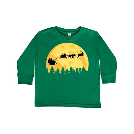 

Inktastic Santa Reindeer Christmas Silhouette Gift Toddler Boy or Toddler Girl Long Sleeve T-Shirt