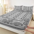 thumbnail image 3 of Homewish Gray Paisley Twin Sheet Sets,Retro Bohemain Print Twin Fitted Sheet,Rustic Boho Flat Sheet For Adult,Ultra Soft Home Decor,3-Piece, 3 of 7