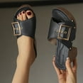 thumbnail image 4 of LOVZFMLL Chunky Sandals for Women 2025 Summer Buckle Slip On Open Toe Heels Sandals for Casual Outdoor Beach Vacation Wedge Sandals Black 7.5, 4 of 7