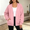 thumbnail image 6 of HAOTAGS Women's Long Sleeve Sweatshirt Casual Loose Button Collared V Neck Pullover Top with Pocket Pink Size 2XL, 6 of 7