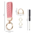 thumbnail image 7 of 2 Pack Genuine Leather Car Keychain, Handmade Knit Sheepskin Key chains for Women, Universal Key Fob Holder with 360 Degree Rotatable, Anti-Lost D-Ring, 4 Keyrings and 2 Screwdriver, 7 of 7