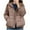 Brown, variant on Winter Warm Jackets For Women Solid Color Down Short Thick Stand Up Collar Style White Coats Jackets (M)