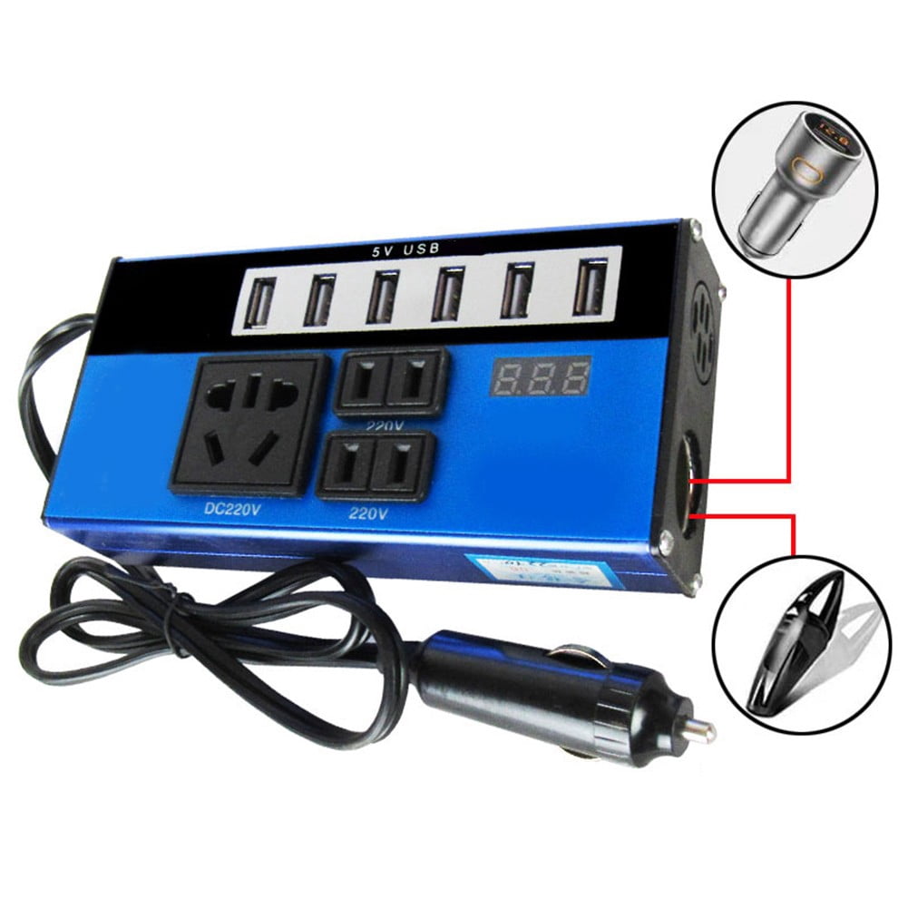 High Power Car Power Inverter 1500W DC12V24V to DC110V220V Converter with 6USB