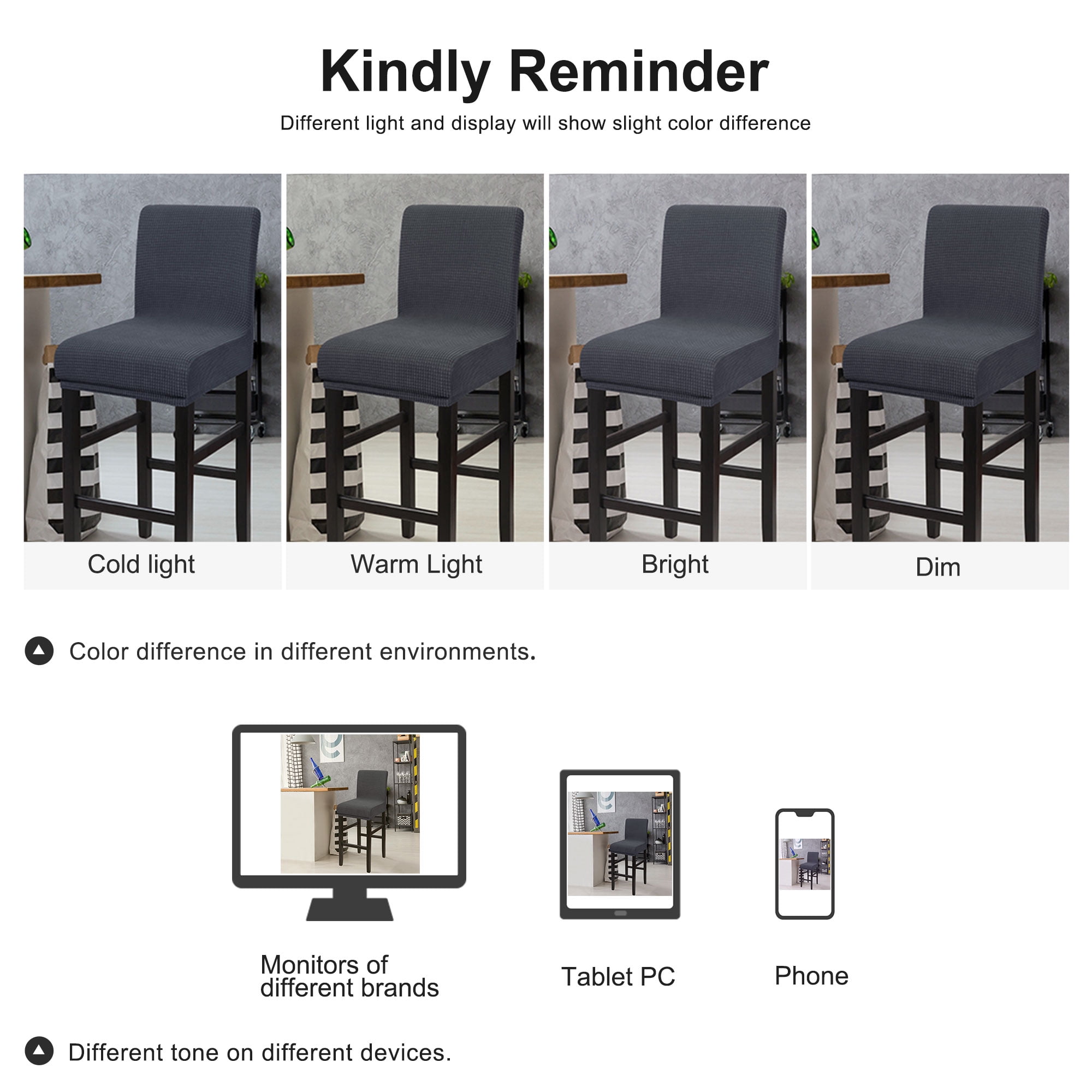 Unique Bargains Polyester Stretch Bar Stool Covers Elastic Band Mid Back Chair Slipcover Slategray 1 Pc