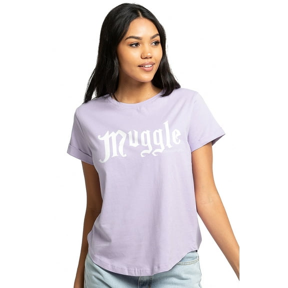 Harry Potter Muggle Women's Graphic T-Shirt Rolled Sleeve Tee