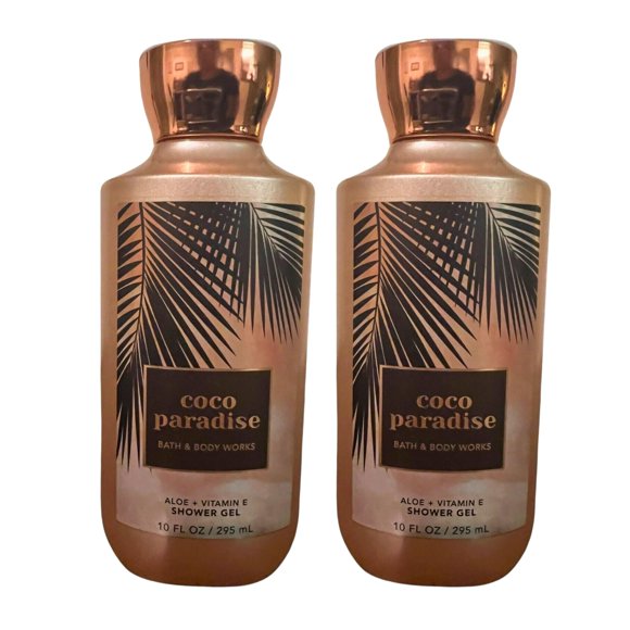 Bath & Body Works Shea + Vitamin E Shower Gel, Set of 2, 10oz Each (Coco Paradise)