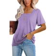 thumbnail image 2 of Camiseta Lunivop de Mujer con Escote Cuadrado y Manga Corta Morada, 2 of 3