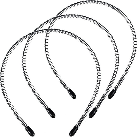 BlinkLLX 3 Pack Unisex Hair Band Metal Headband Black Head Band Spring Wavy Nonslip Men Women Sports Fashion Headwear (Small Spring)