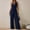 Navy, variant on ZZwxWA Sexy Jumpsuits for Women Linen Deep V Neck Sleeveless Belted Loose Fit Overalls Wrap Baggy Wide Leg Summer Beach Flowy Pants