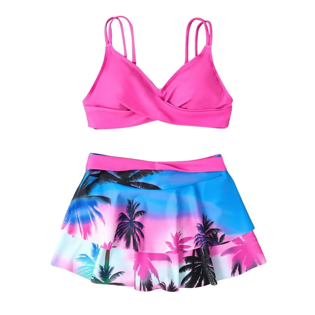 Bikini Swimsuit for Women with High-Waist Bottom, Polyester Fabric, Removable Chest Pads, Solid Color Design, for Beach Vacation or Pool Swimming
