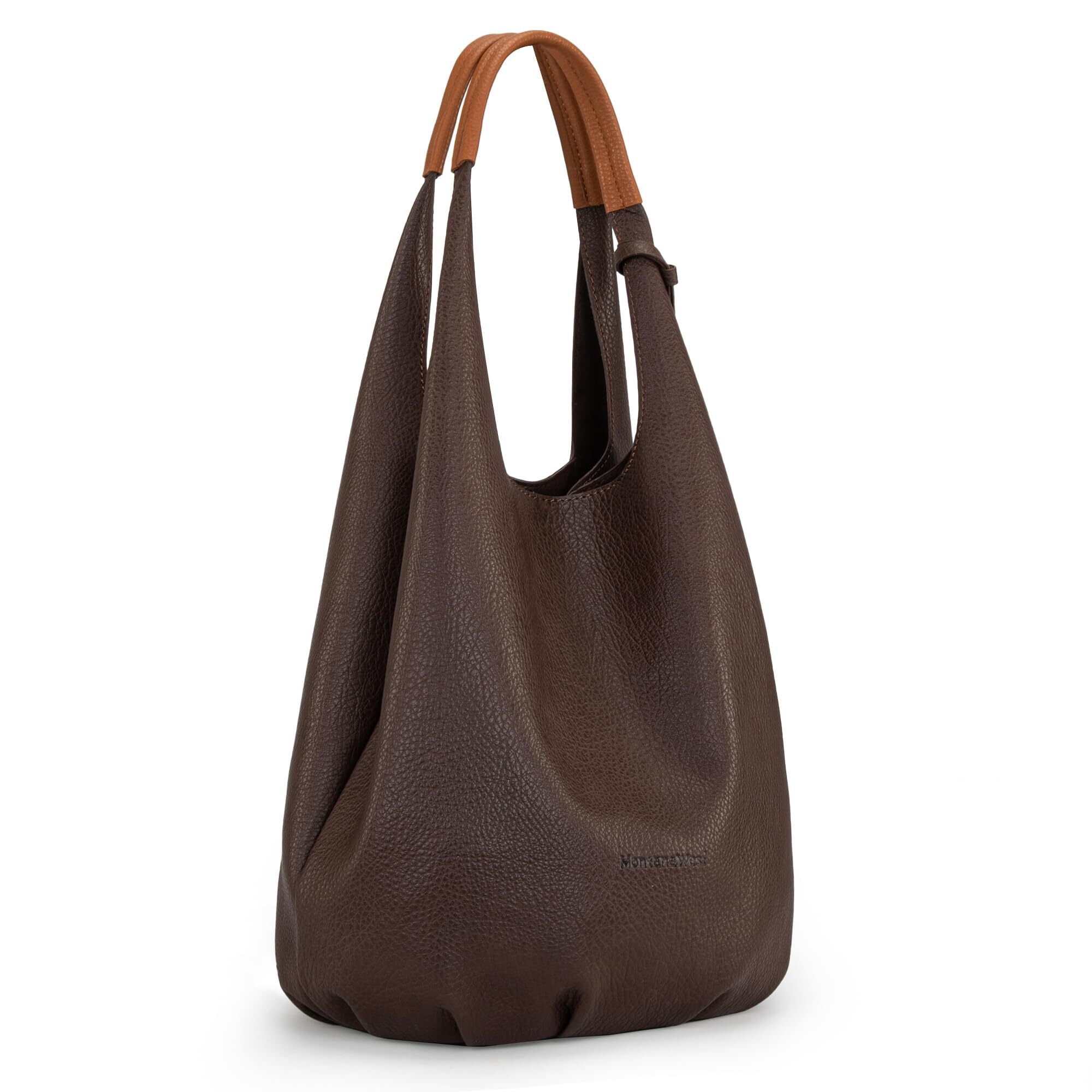Montana West Slouchy Hobo Bags for Women 2PCS Tassels Handbags Shoulder Bag Set with Comestic Bag, Coffee