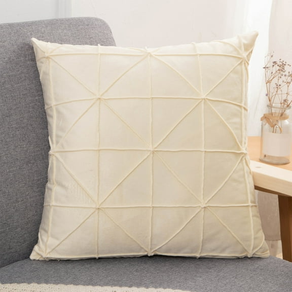 Clearance!Grid Velvet Decorative Square Throw Pillow ,Velvet Couch Throw Pillow 12x12 Inch - Decorative Pillow Covers for Living Room Bed Sofa Couch Geometric Pattern, Luxury Home Couch Decor (Beige)