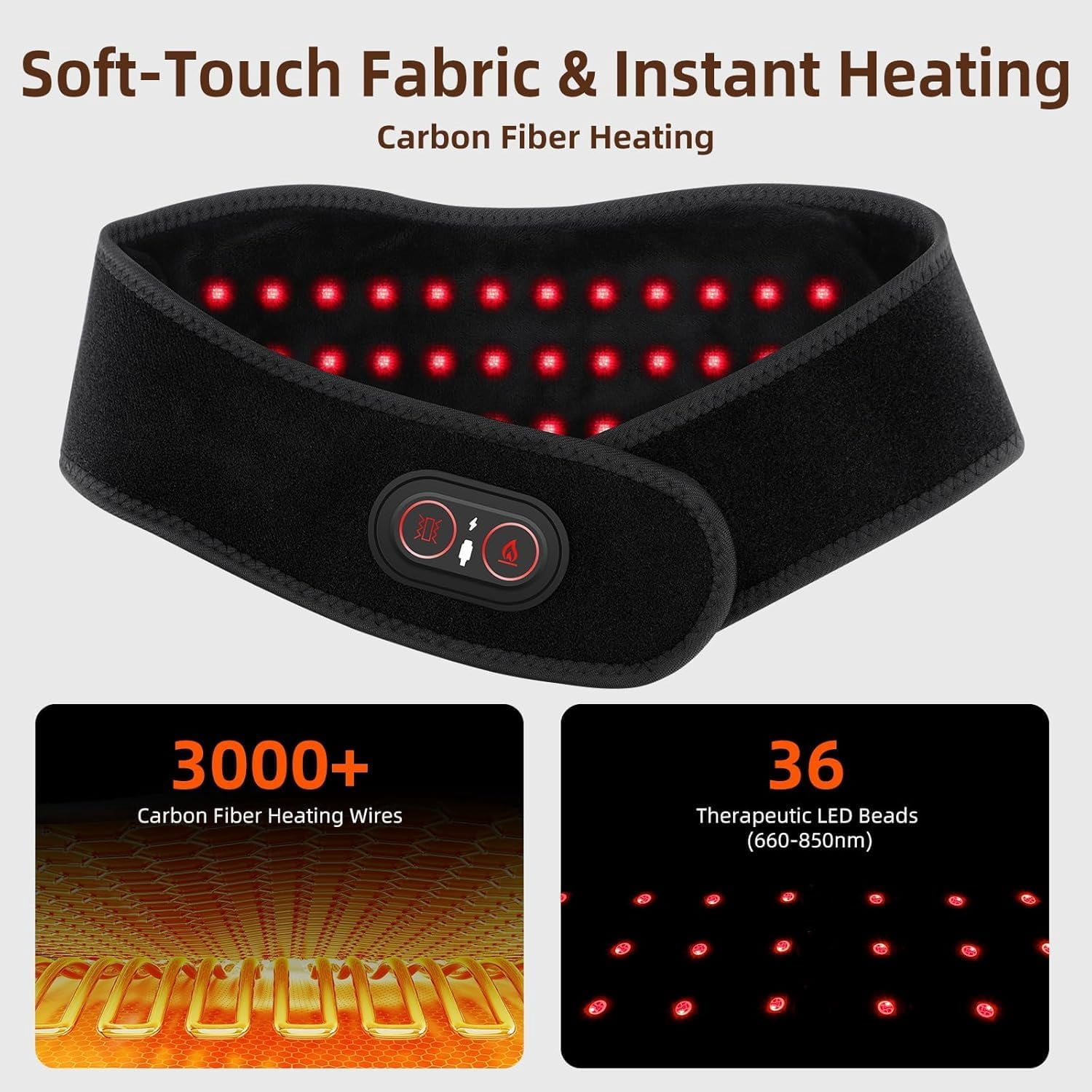 Cordless Red Light Belt for Neck, Portable Wrap with Timer for Neck Muscle Relief, Near Light Neck Wrap Heating Pad for Neck, Wearable Belt Neck Wrist Wrap Hand Legs Unisex Gift