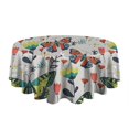 thumbnail image 5 of Gray Red Flower Butterfly Pattern Round Tablecloth 60"x60",Wrinkle Wipeable Table Cloth for Kitchen Dining Room Picnic Patio Party, 5 of 6