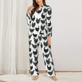 thumbnail image 2 of KLL Retro Rooster Print Women's Long Sleeve Pajamas with Pants Sleepwear Loungewear 2 Set-Large, 2 of 7