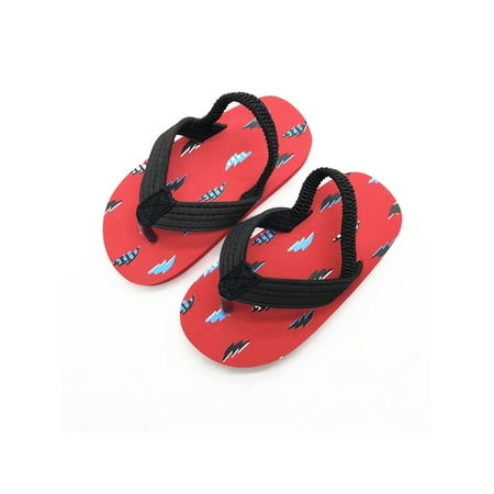 

Ymiytan Child Sandals Cartoon Thong Beach Flip Flops Outdoor Comfortable Breathable Slip On Flat Sandal Lightning-Black Red 6C