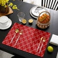 thumbnail image 3 of Red White Stripes Placemats Set of 4, Simple Geometric Modern Monochrome Placemats for Dining Table, Place Mats for Kitchen Tabletop, Waterproof Wipeable Dining Table Mats Set, 3 of 9