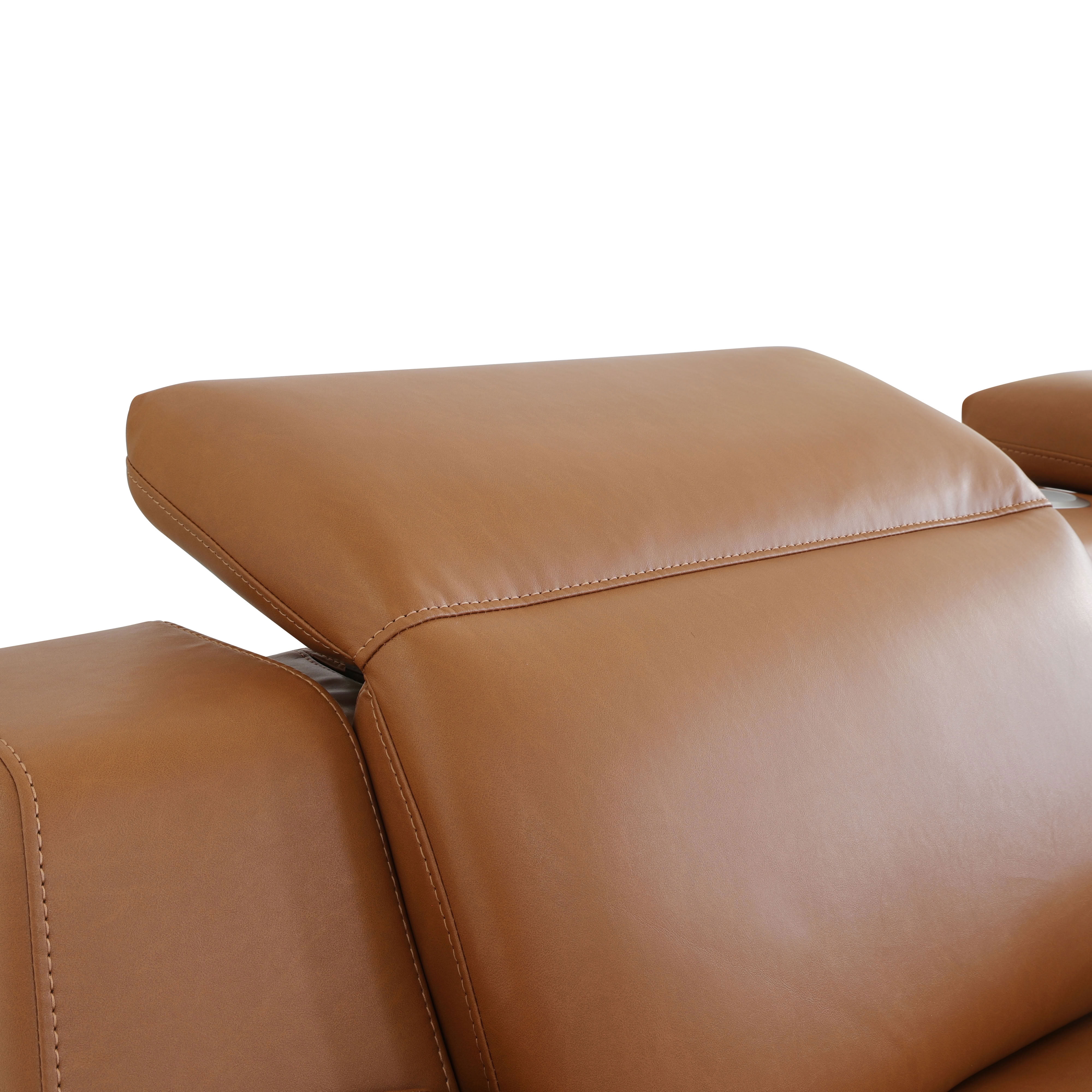 MAYEERTY Oversized Power Recliner Sectional Sofa, L-Shape Corner Couch with Wireless Charging, Bluetooth Speaker, USB Port & Cup Holders, for Living Room, Home Theater, Orange Yellow