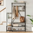 thumbnail image 4 of Alician Hall Tree with Bench and Shoe Storage Parent-Child Coat Rack Shoe Bench Industrial Coat Tree Entryway Organizer, 4 of 9