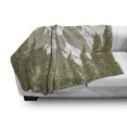 thumbnail image 3 of Nature Soft Flannel Fleece Throw Blanket, Woodcut Style Landscape Image with Trees and Mountain at the Background, Cozy Plush for Indoor and Outdoor Use, 50" x 70", Army Green and White, by Ambesonne, 3 of 6