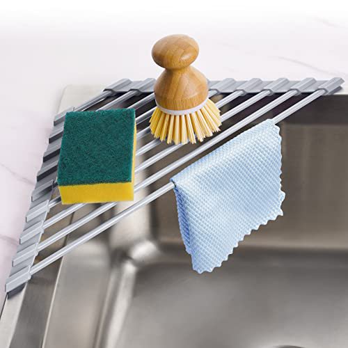 Triangle Roll-Up Dish Drying Rack - Small Foldable Silicone Coated for ...