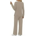thumbnail image 4 of Fantaslook Two Piece Sets for Women Fall Travel Vacation Outfits Pleated Long Sleeve Lounge Sets Wide Leg Pants, 4 of 9