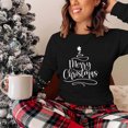 thumbnail image 7 of Christmas Tree Shirt Women Christmas Embroidered Trees Long Sleeve Shirts Gift Xmas Graphic Tee Tops, 7 of 7
