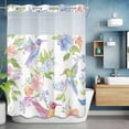 thumbnail image 6 of Spring Hummingbird No Hooks Shower Curtain with Snap-in Liner Colorful Birds Shower Curtains for Bathroom, Waterproof, Easy Install, Washable 72"x96", 6 of 9