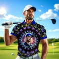 thumbnail image 3 of HOMYGIFTS Custom Face Men’s Golf Polo Shirt – Personalized Stained Glass Mandala Design, Unique Gift for Golfers & Special Occasions, 3 of 9