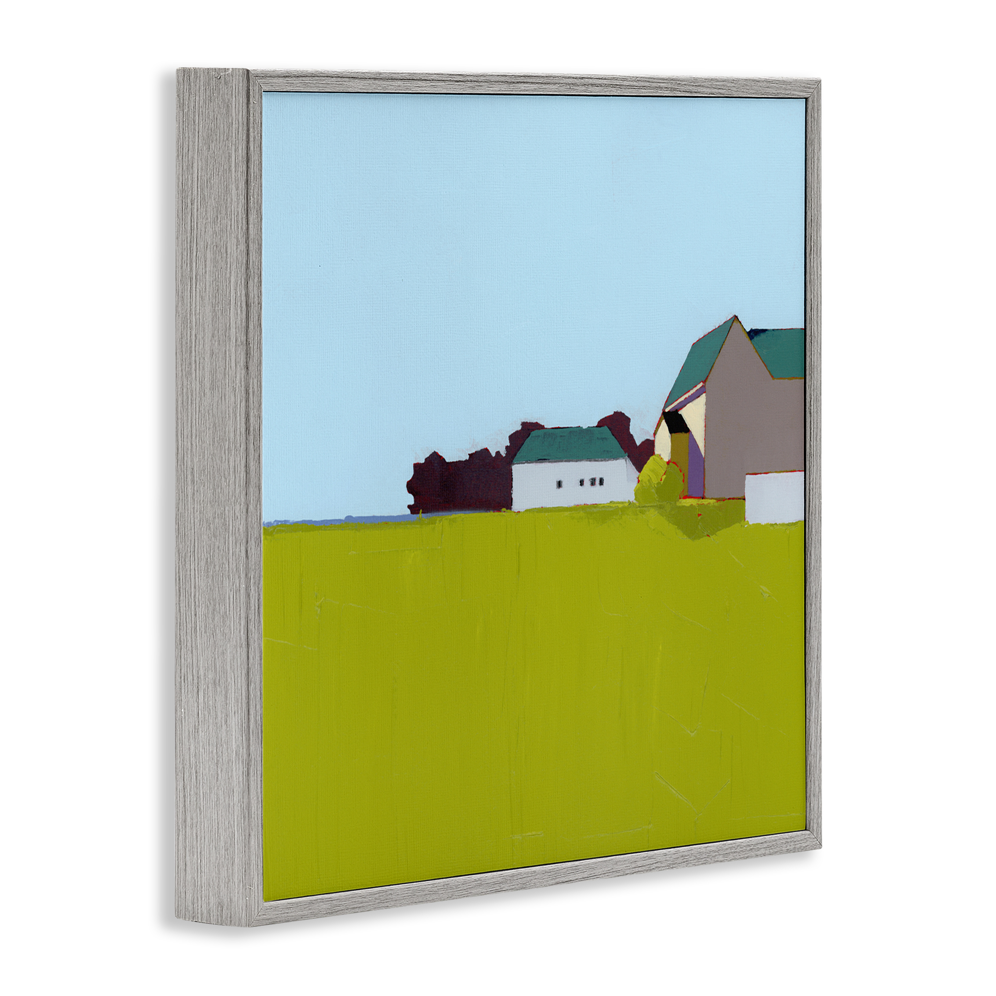 Spring Morning Farm Land Gray Framed Giclee Art, design by Ruth LaGue