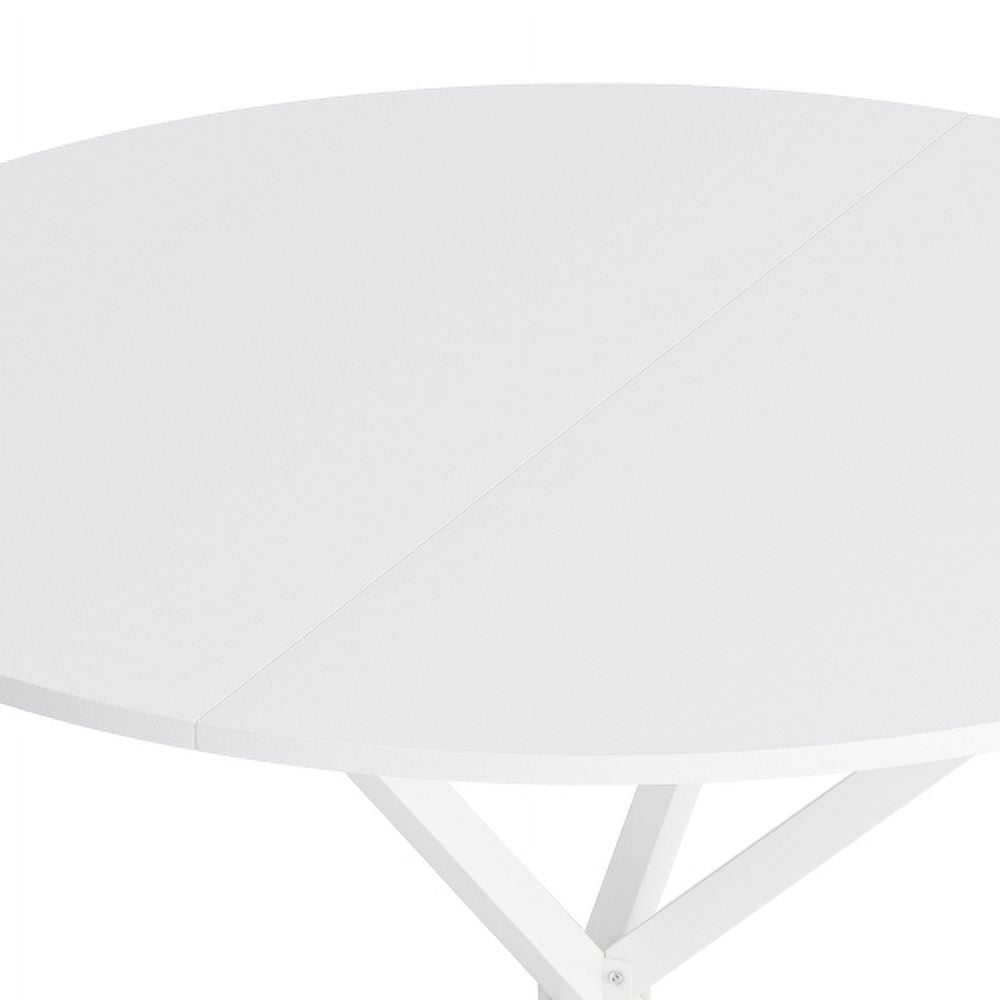 BSHTI 42.13" Modern Cross Leg Round Dining Table, White Top Occasional Table, Two Piece Removable Top, Matte Finish Iron Legs