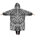 thumbnail image 2 of Oversized Wearable Blanket Hoodie,Black Tie Dye Pattern Sherpa Blanket Hoodie with Super Pockets,Super Warm Fuzzy Pullover for Women & Men, 2 of 6